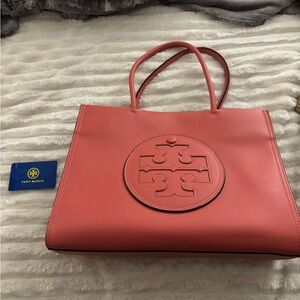 Tory Burch Coral Leather Tote